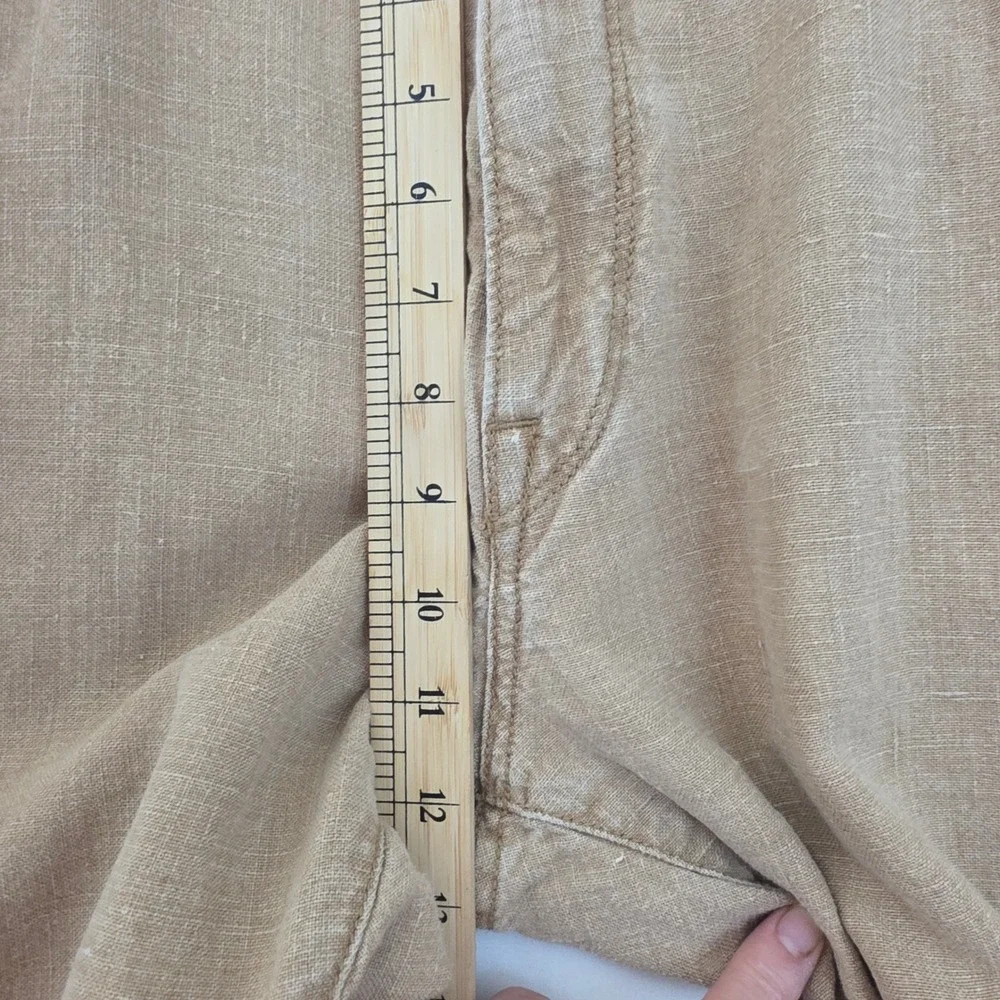 VTG Guess Jeans Mens 36x32 Tan 100% Linen Straight Leg Y2K Red Label 3-V-01